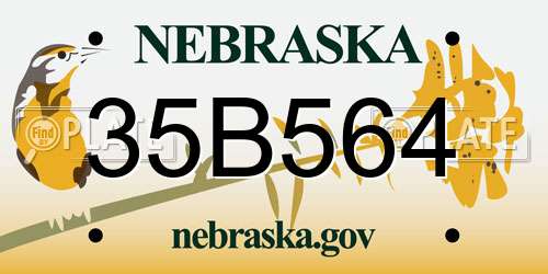 35B564 Nebraska License Plate