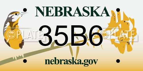 35B6 Nebraska License Plate