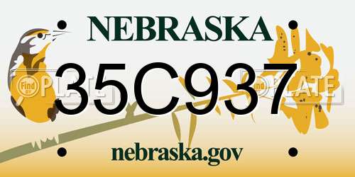 35C937 Nebraska License Plate