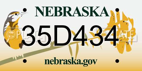 35D434 Nebraska License Plate