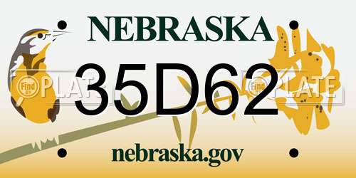 35D62 Nebraska License Plate
