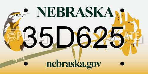 35D625 Nebraska License Plate
