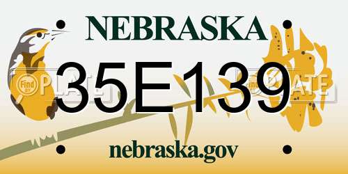 35E139 Nebraska License Plate