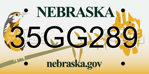 35GG289 Nebraska License Plate