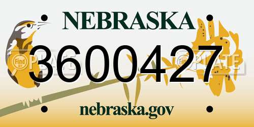 3600427 Nebraska License Plate