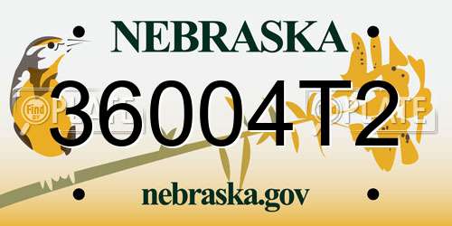 36004T2 Nebraska License Plate