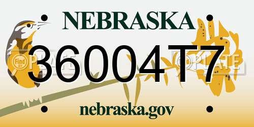 36004T7 Nebraska License Plate