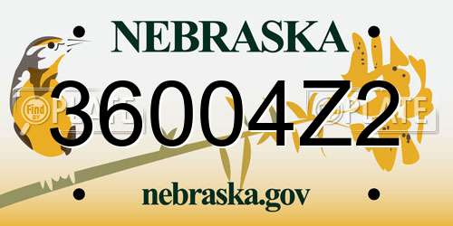 36004Z2 Nebraska License Plate