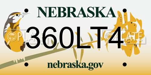 360LT4 Nebraska License Plate