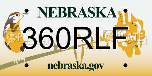 360RLF Nebraska License Plate