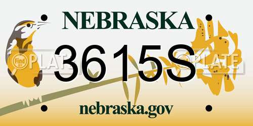 3615S Nebraska License Plate
