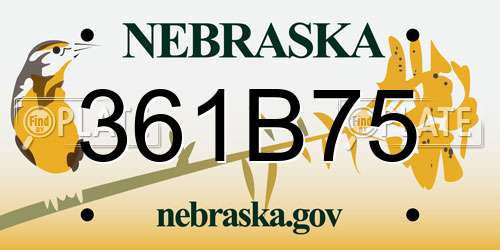 361B75 Nebraska License Plate