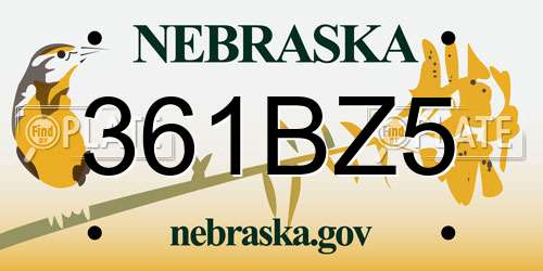 361BZ5 Nebraska License Plate