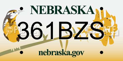 361BZS Nebraska License Plate