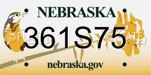 361S75 Nebraska License Plate