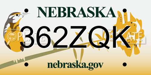 362ZQK Nebraska License Plate