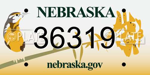 36319 Nebraska License Plate