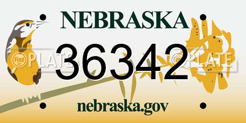 36342 Nebraska License Plate