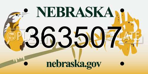 363507 Nebraska License Plate