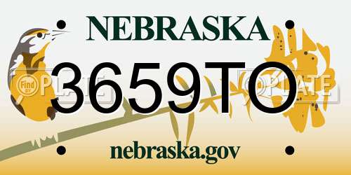 3659TO Nebraska License Plate