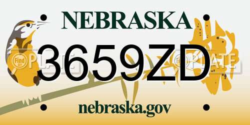 3659ZD Nebraska License Plate