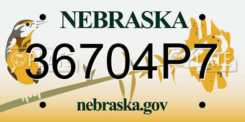 36704P7 Nebraska License Plate