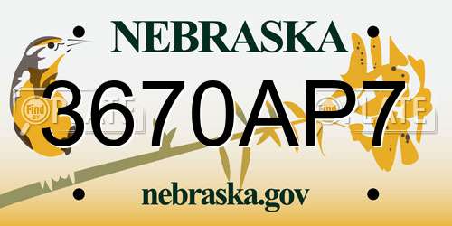 3670AP7 Nebraska License Plate