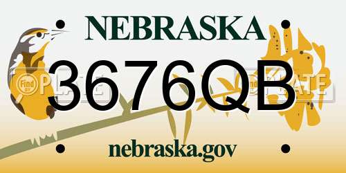 3676QB Nebraska License Plate