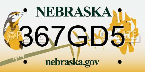 367GD5 Nebraska License Plate