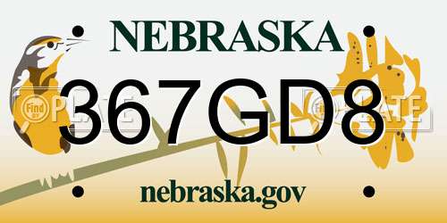 367GD8 Nebraska License Plate