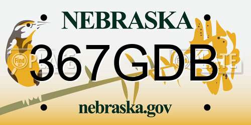 367GDB Nebraska License Plate