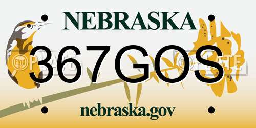 367GOS Nebraska License Plate