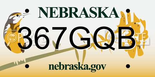 367GQB Nebraska License Plate
