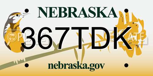 367TDK Nebraska License Plate