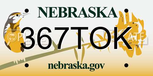 367TOK Nebraska License Plate