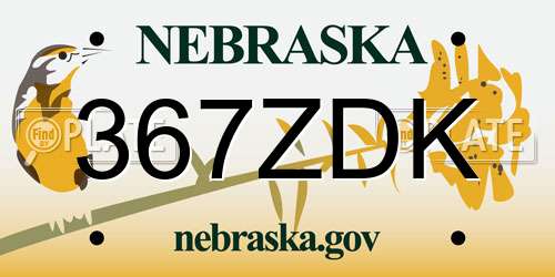 367ZDK Nebraska License Plate