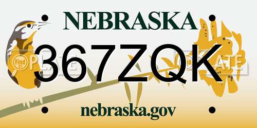 367ZQK Nebraska License Plate