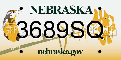 3689SQ Nebraska License Plate