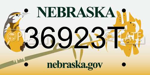 36923T Nebraska License Plate