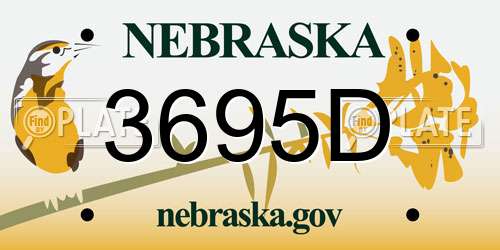 3695D Nebraska License Plate