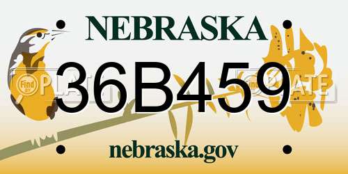 36B459 Nebraska License Plate