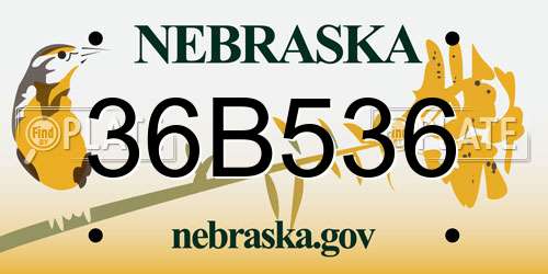 36B536 Nebraska License Plate