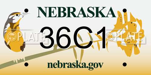 36C1 Nebraska License Plate