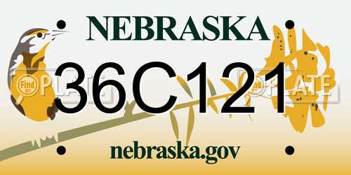36C121 Nebraska License Plate