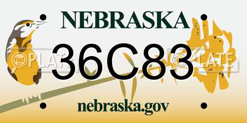 36C83 Nebraska License Plate