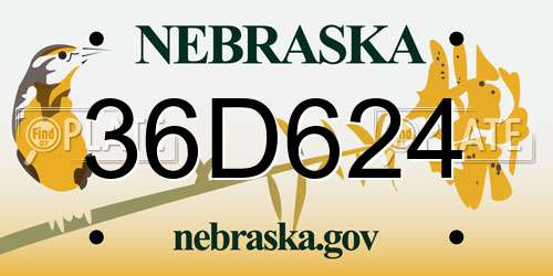36D624 Nebraska License Plate