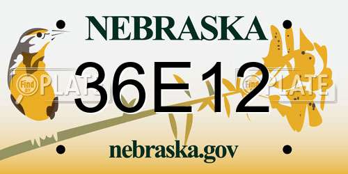 36E12 Nebraska License Plate