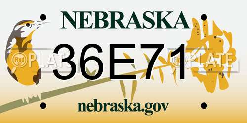 36E71 Nebraska License Plate