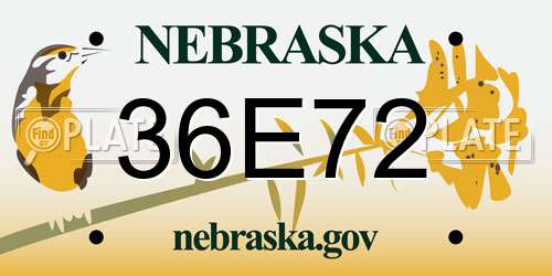 36E72 Nebraska License Plate