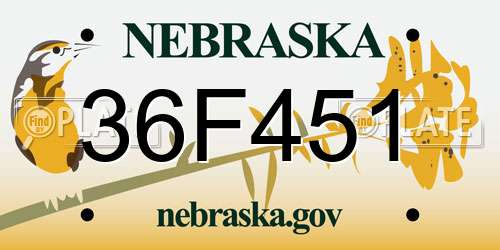 36F451 Nebraska License Plate